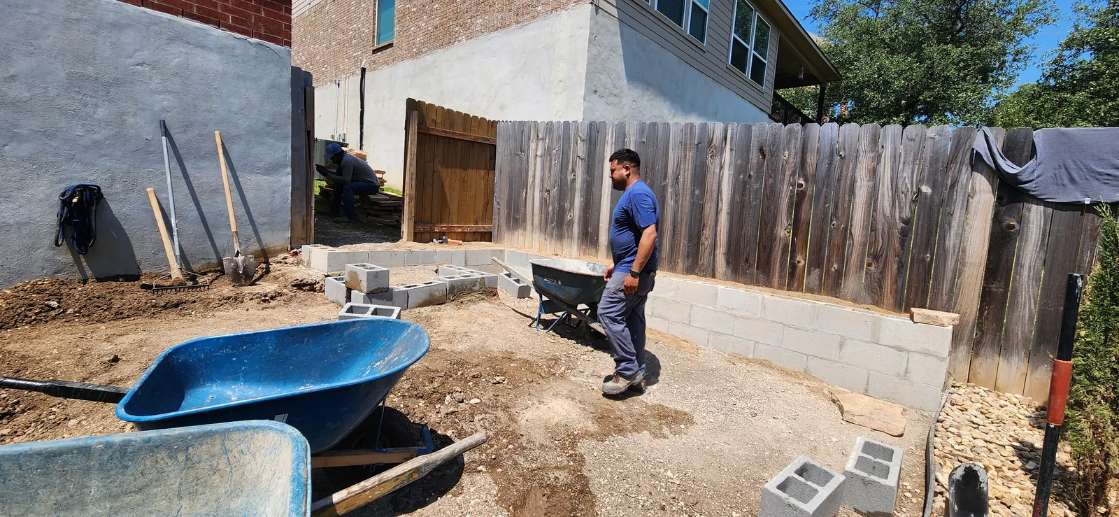 Residential hardscape project in progress