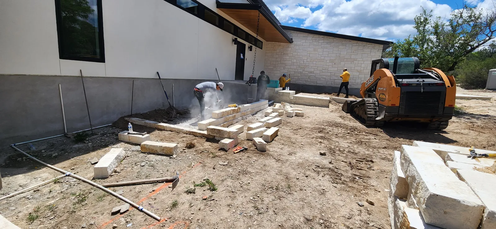 Large residential patio construction in progress